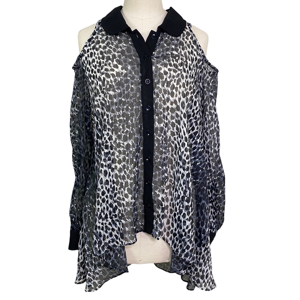 Gabriella Rocha Top M Black Cheetah Print